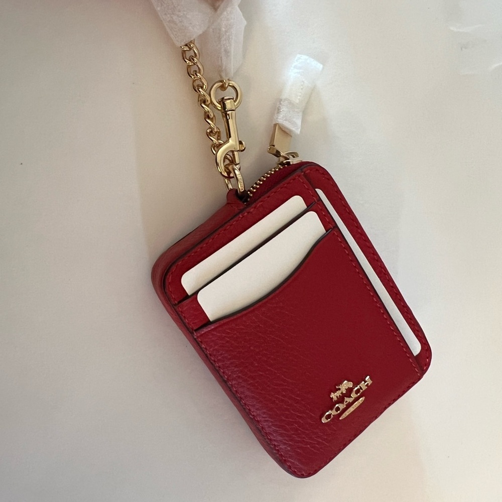 COPY - NWT Coach red mini wallet with chain wristlet